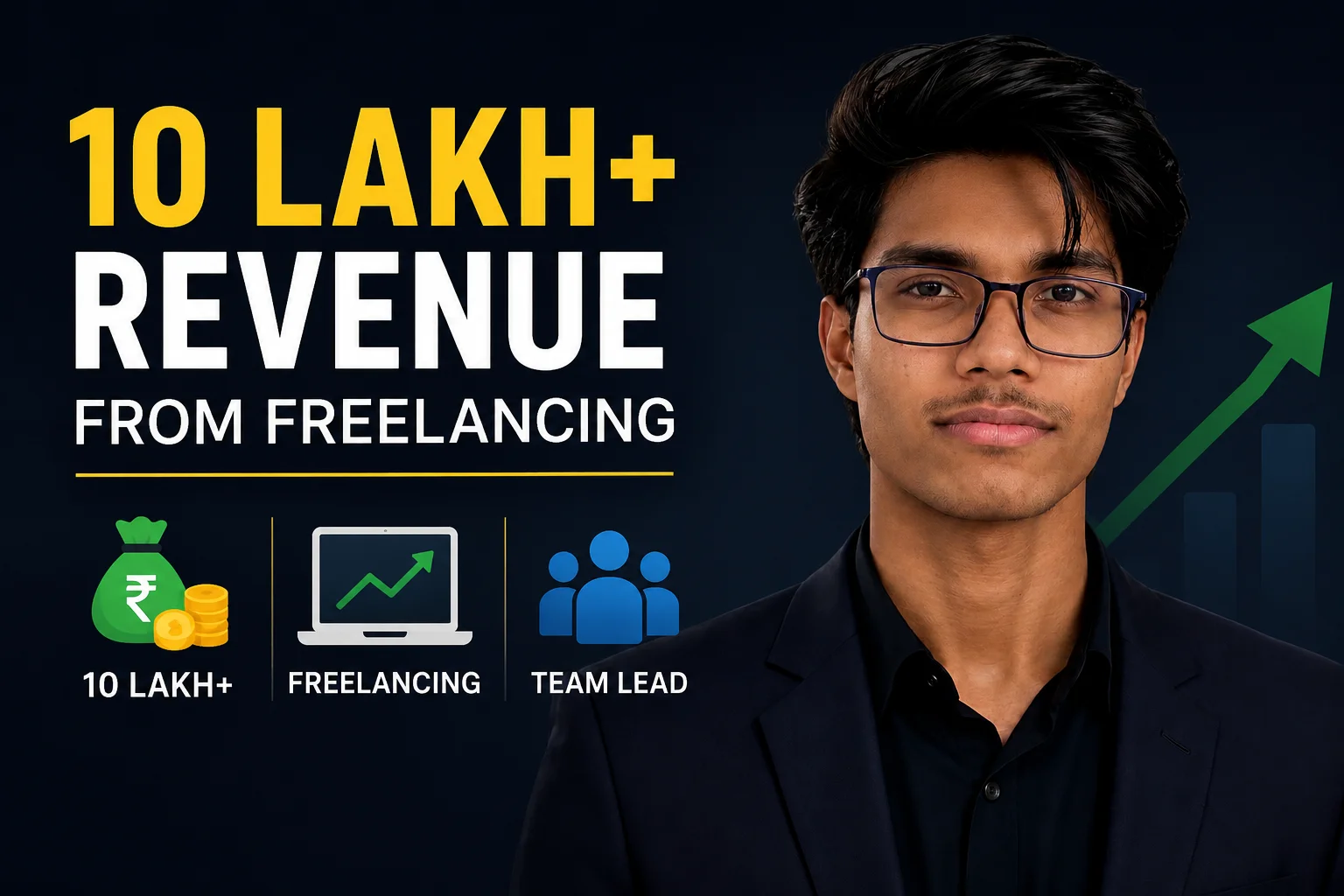 Himanshu Raj - ₹10 Lakh Revenue Milestone Himanshu Raj showcasing freelance business milestone of generating over ₹10 lakh in project revenue