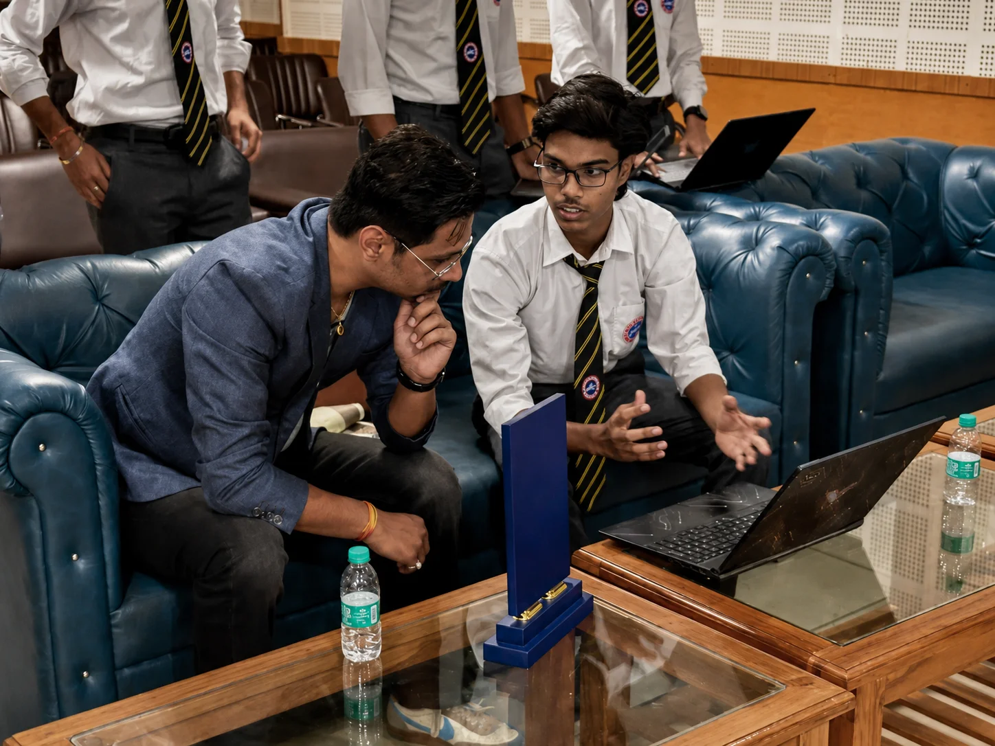 Himanshu Raj with POCONUT Founder Sachint Karnatak Himanshu Raj interacting with startup founder Sachint Karnatak during an entrepreneurship and fundraising discussion